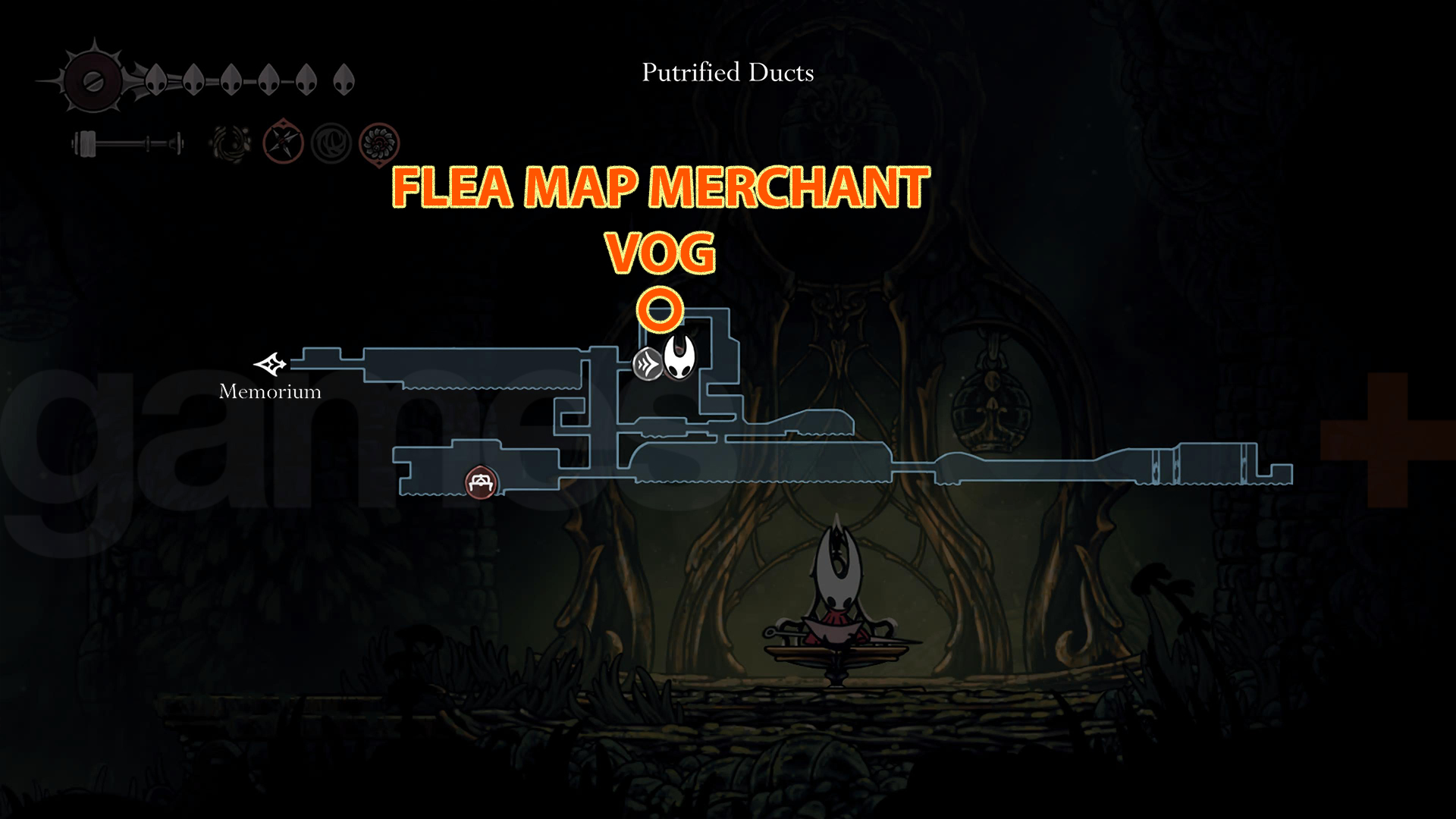 Map of where to find Vog in Silksong