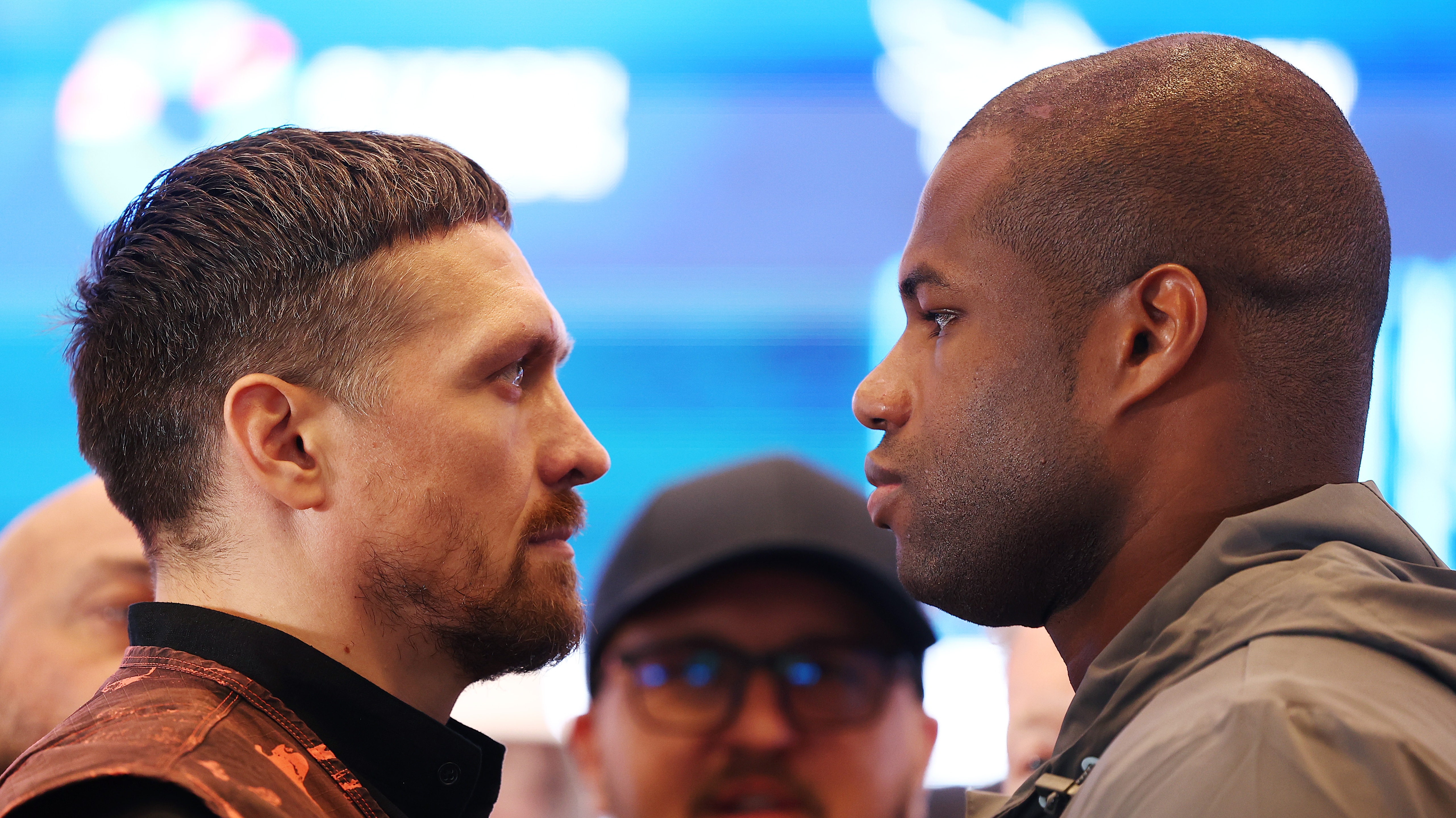 Daniel Dubois and Oleksandr Usyk face off ahead of their second fight.