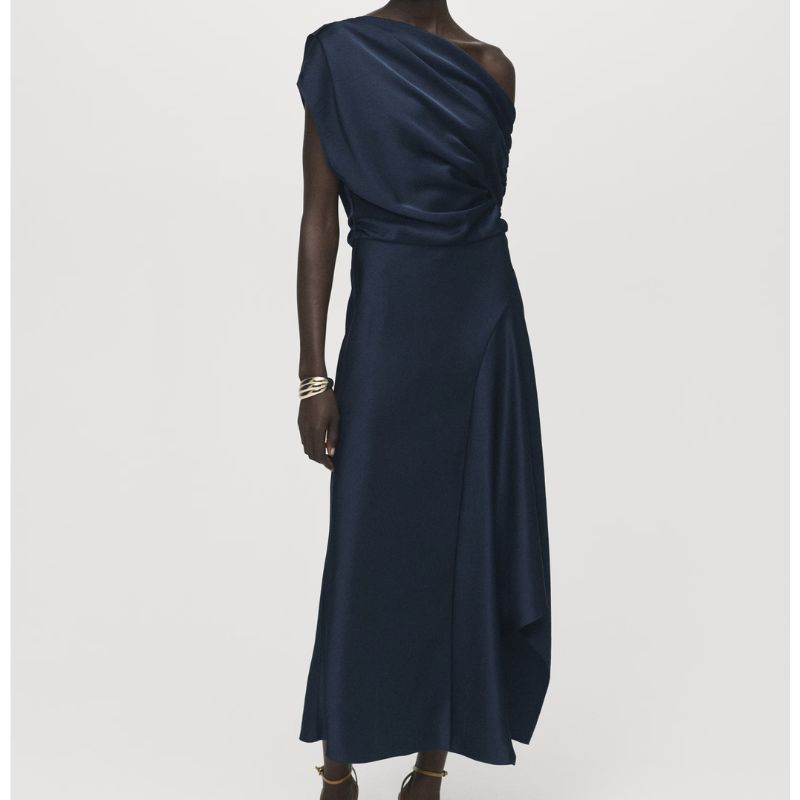 Mango, Asymmetrical Satin Dress