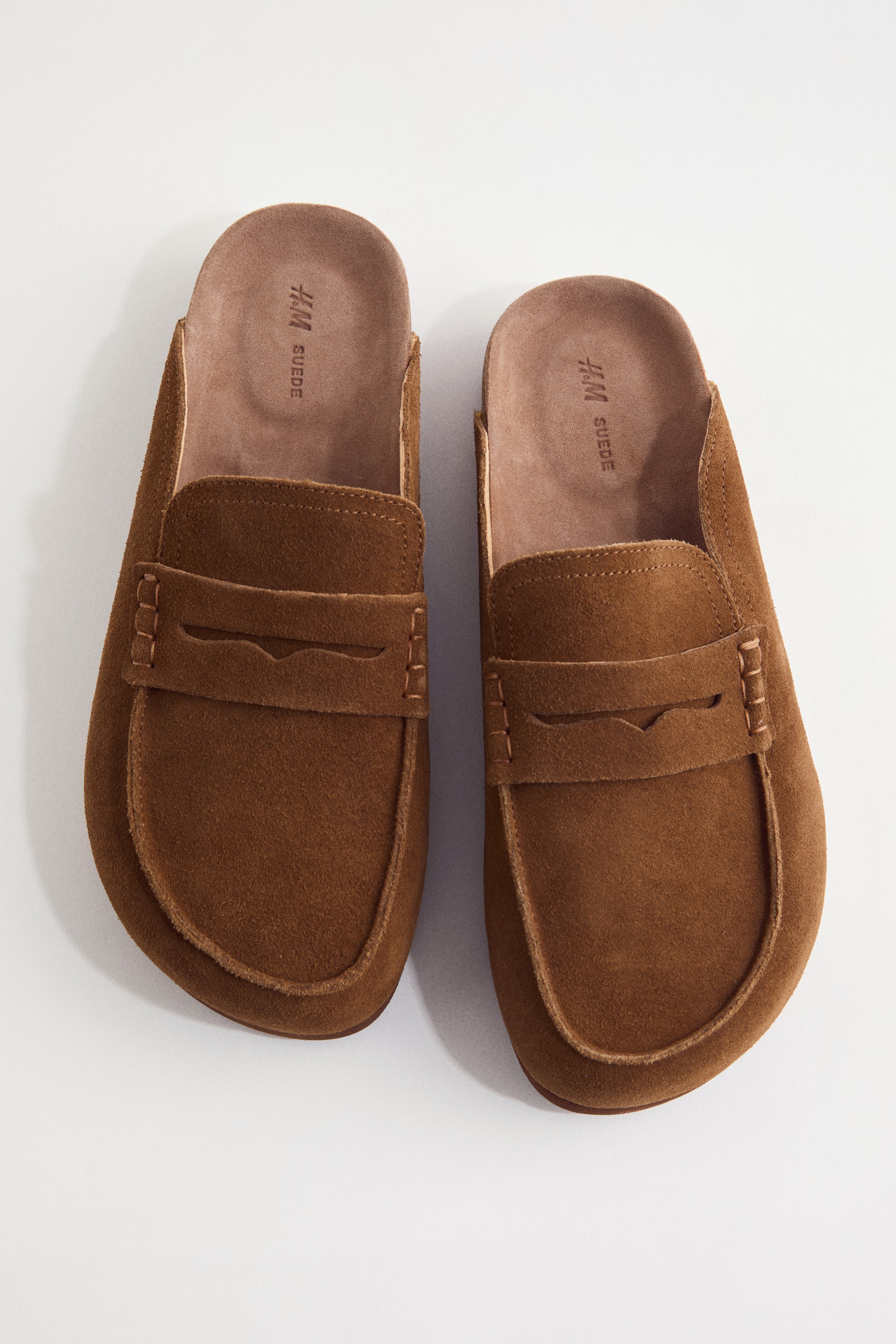 Leather Loafer Mules - Brown