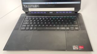Corsair Voyager a1600 laptop showing keyboard