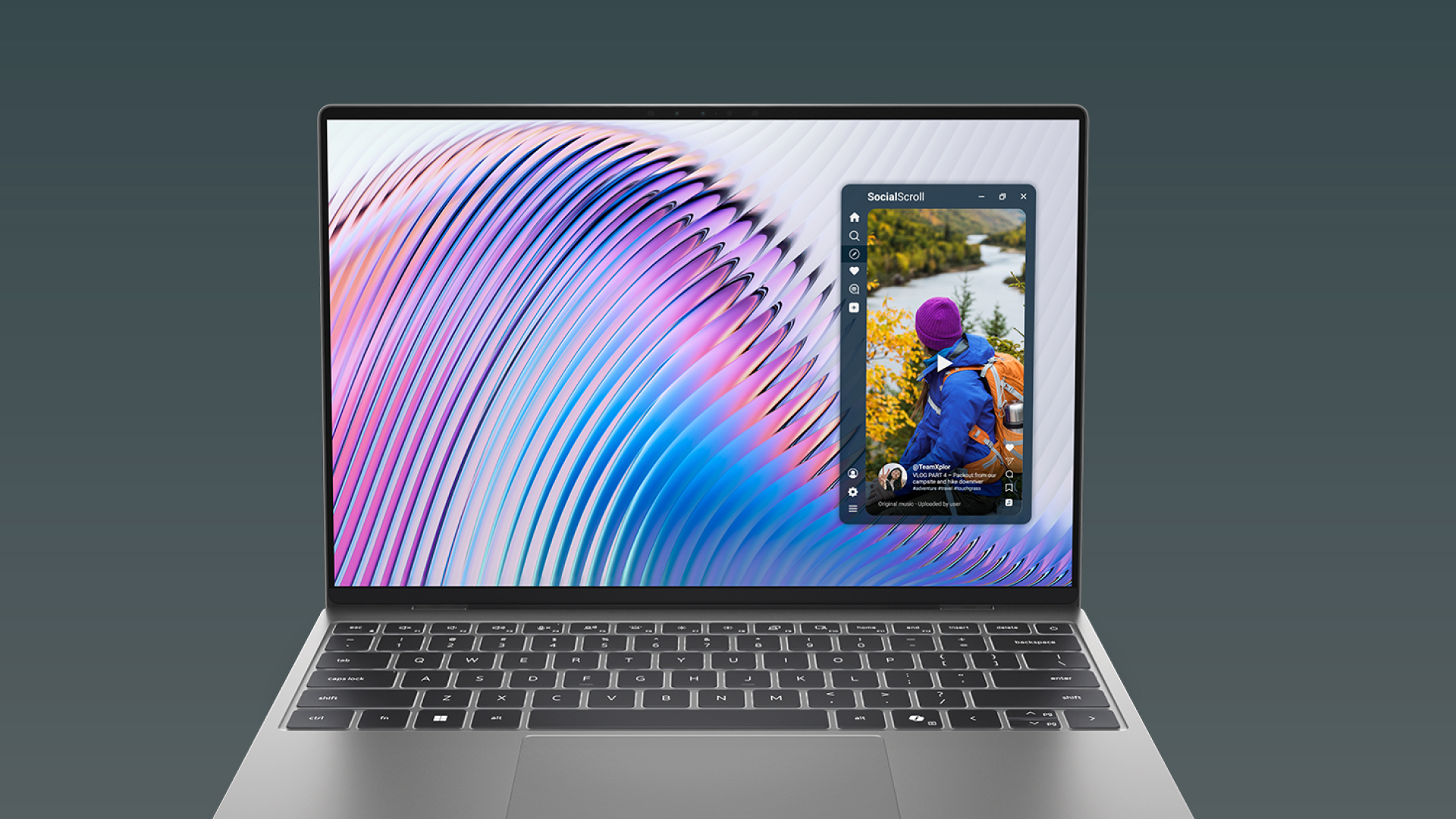 A laptop featuring a visually striking, colorful design on its display, emphasizing creativity and digital art.