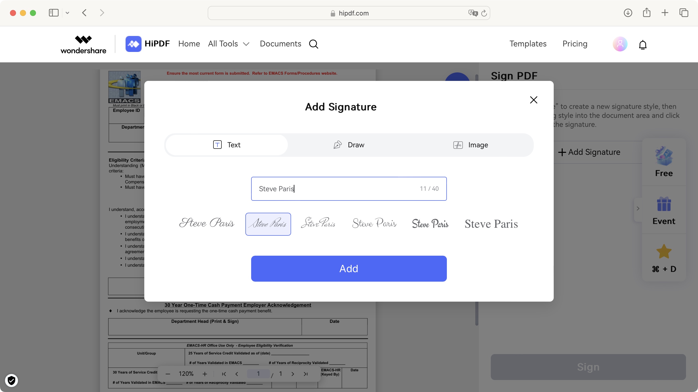 Wondershare HiPDF during our review process