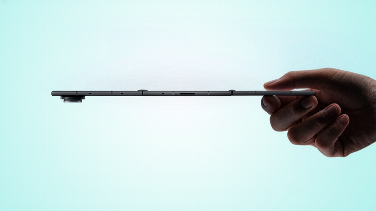 Samsung Galaxy Z TriFold being held sideways