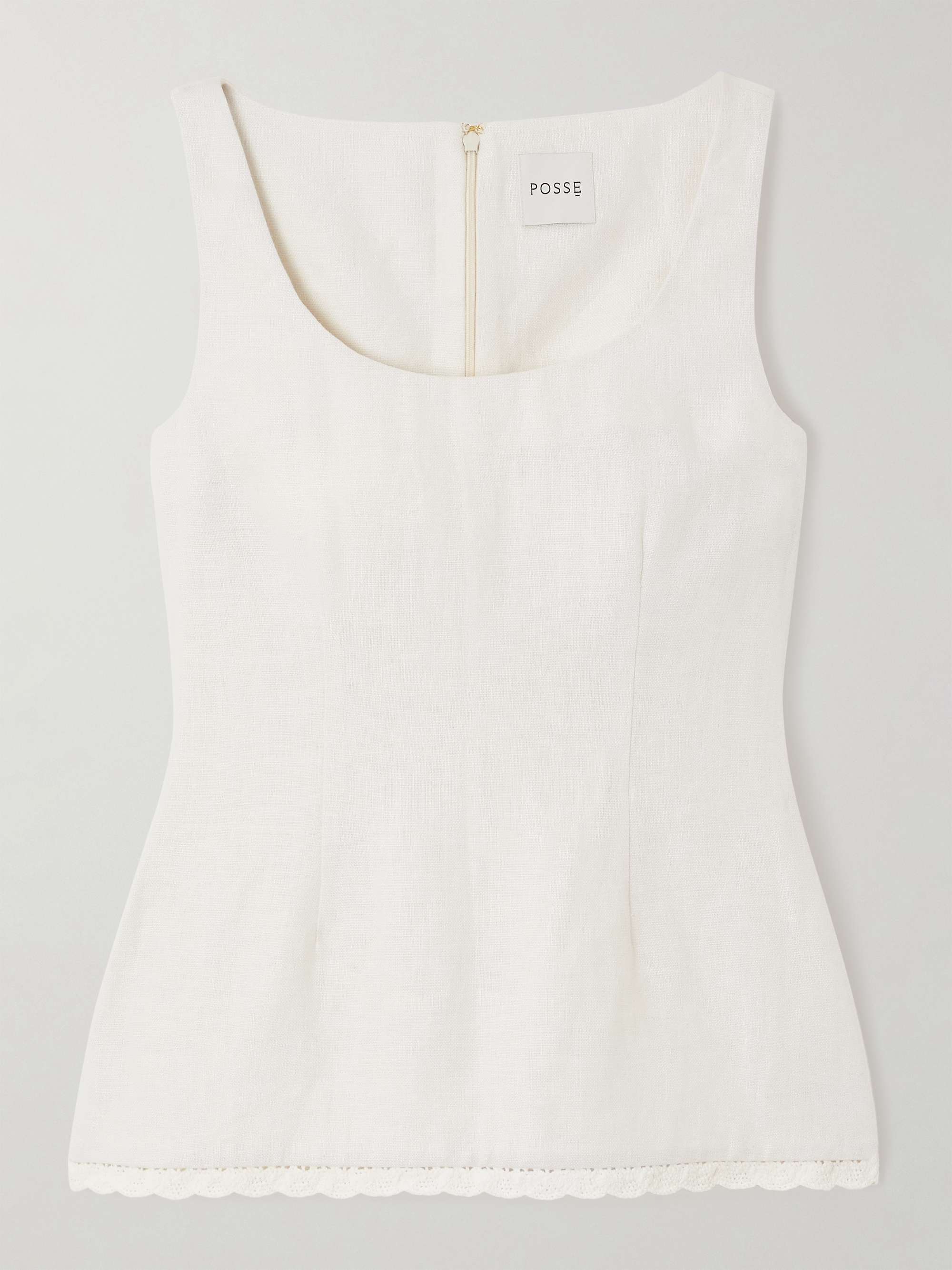Effi Crocheted Lace-Trimmed Linen Tank
