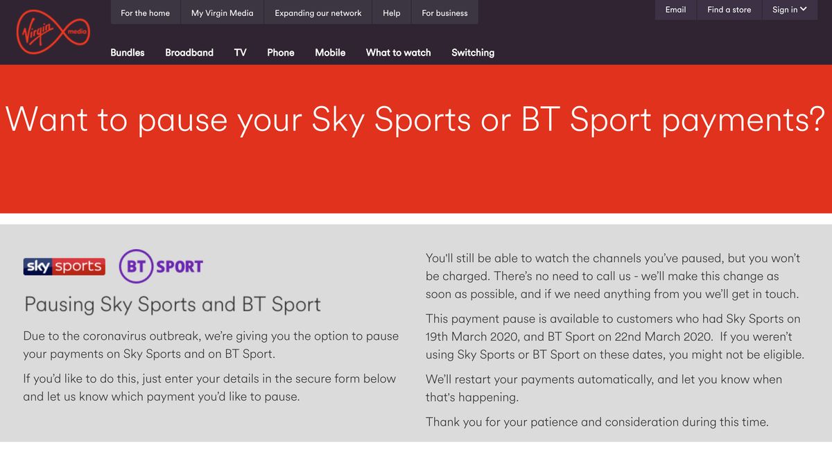 How to pause your BT Sport and Sky Sports subscriptions or get a