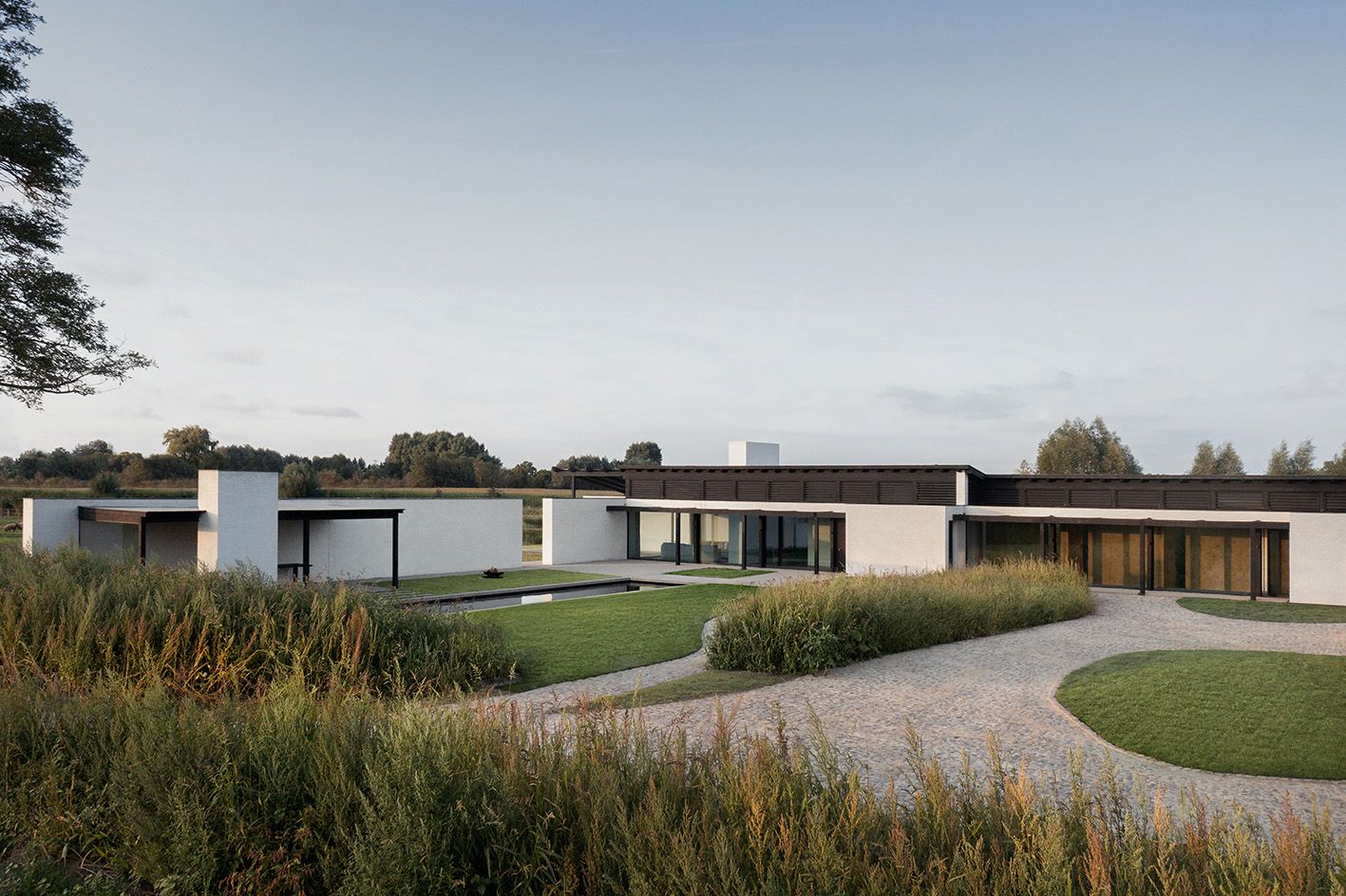 hero shot and pathway towrdas house in the fields