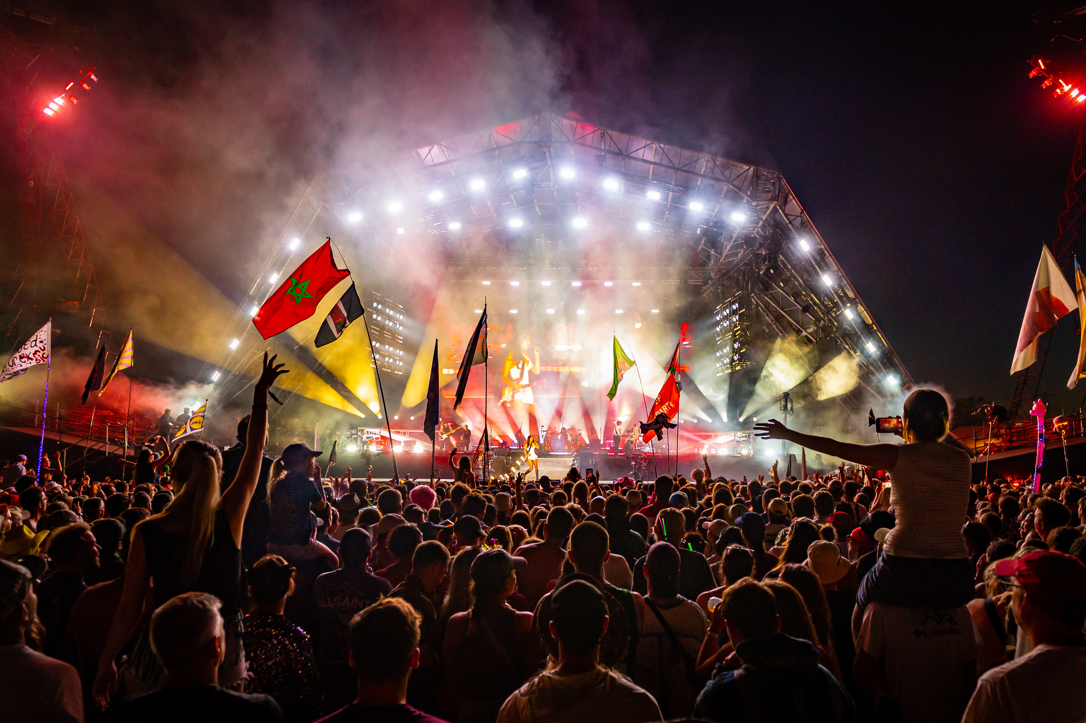 General view of the main stage during day five of Glastonbury festival 2025 at Worthy Farm, Pilton on June 29, 2025 in Glastonbury, England.