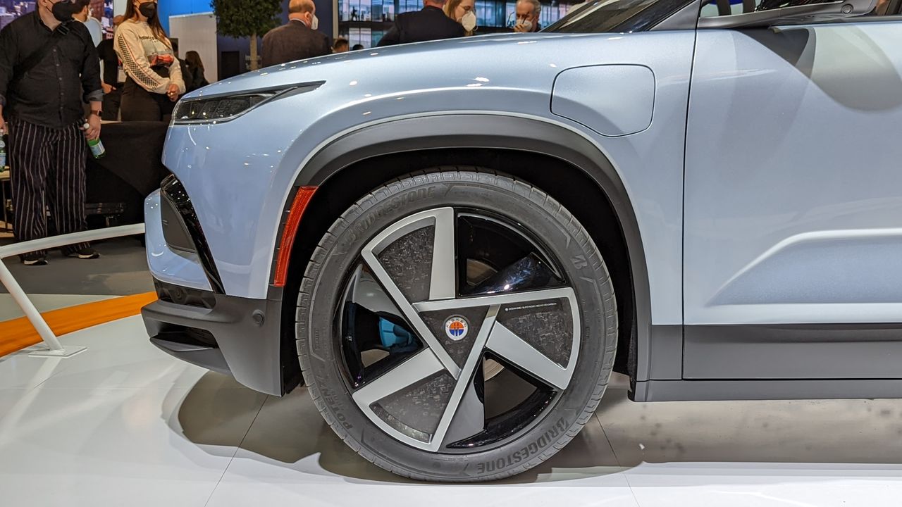 Close up of front left side wheel