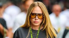 Adele walks in the paddock during the F1 Grand Prix of Great Britain at Silverstone Circuit on July 5, 2026