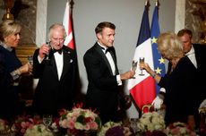 King Charles III and President Macron at Versailles banquet 2023