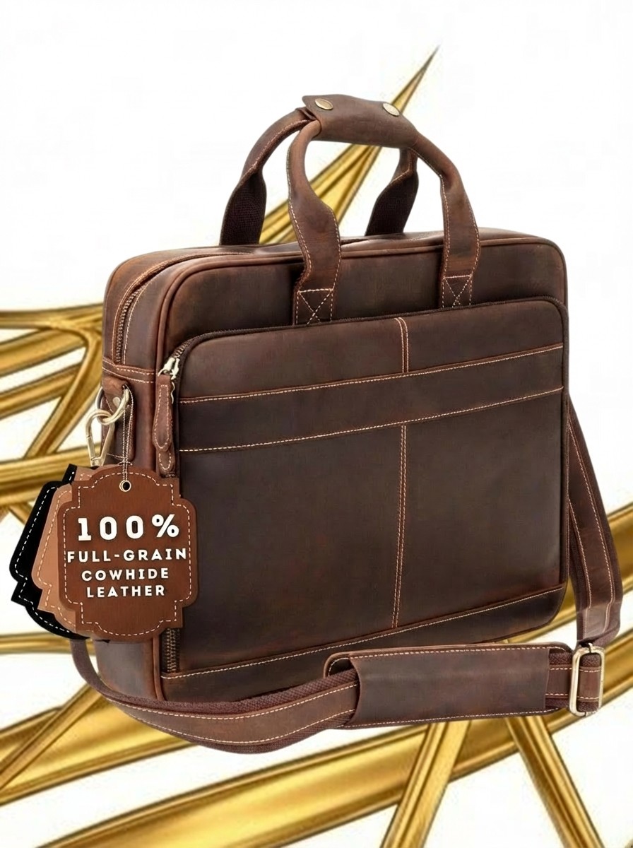 Leather Briefcase for 15.6-inch Laptop