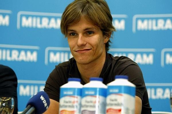 Linus Gerdemann, winner of stage seven in the 2007 Tour de France, presented