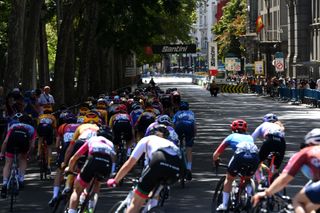 A general view of the peloton competing during the 8th Ceratizit Challenge By La Vuelta 2022 