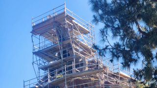 scaffolding surrounding former Splash Mountain