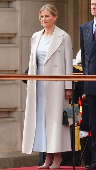 Sophie, Duchess of Edinburgh watch the Changing of the Guard at Buckingham Palace with France's Gendarmerie's Garde Republicaine