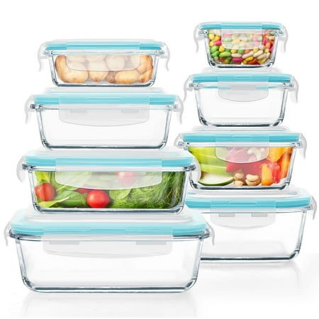16 Pcs Glass Food Storage Containers , Meal Prep , Airtight Bento Boxes With Leak Proof Locking Lids, Microwave/oven/freezer/dishwasher Safe, Bpa Free
