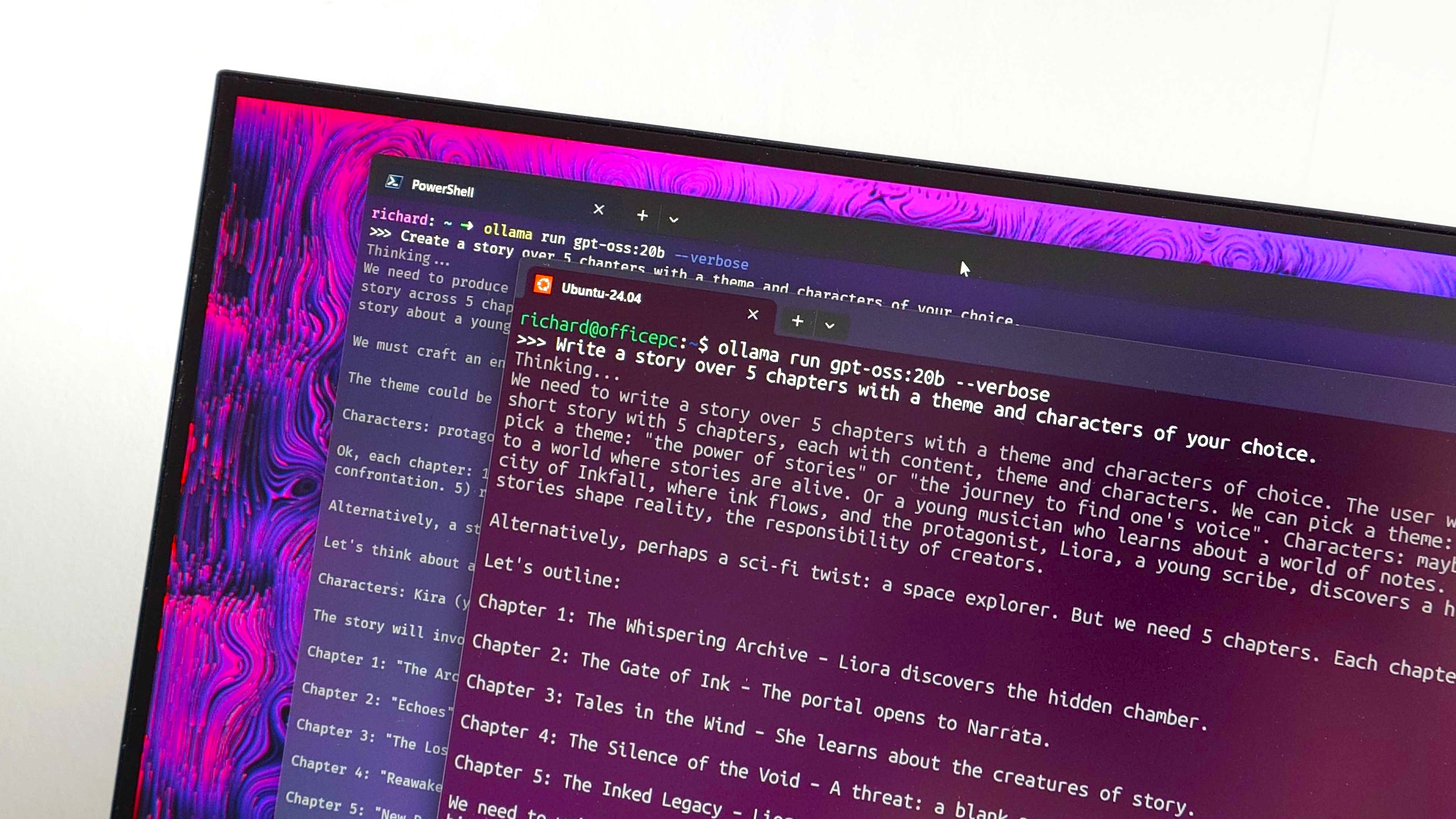 Ollama running in PowerShell and Ubuntu on WSL