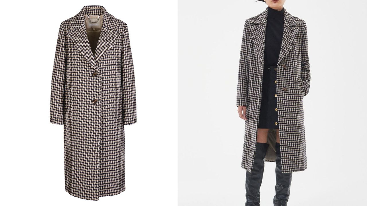 composite of model wearing Barbour Angelina Wool Jacket