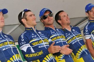 The Vacansoleil team on stage for pre-race introduction.