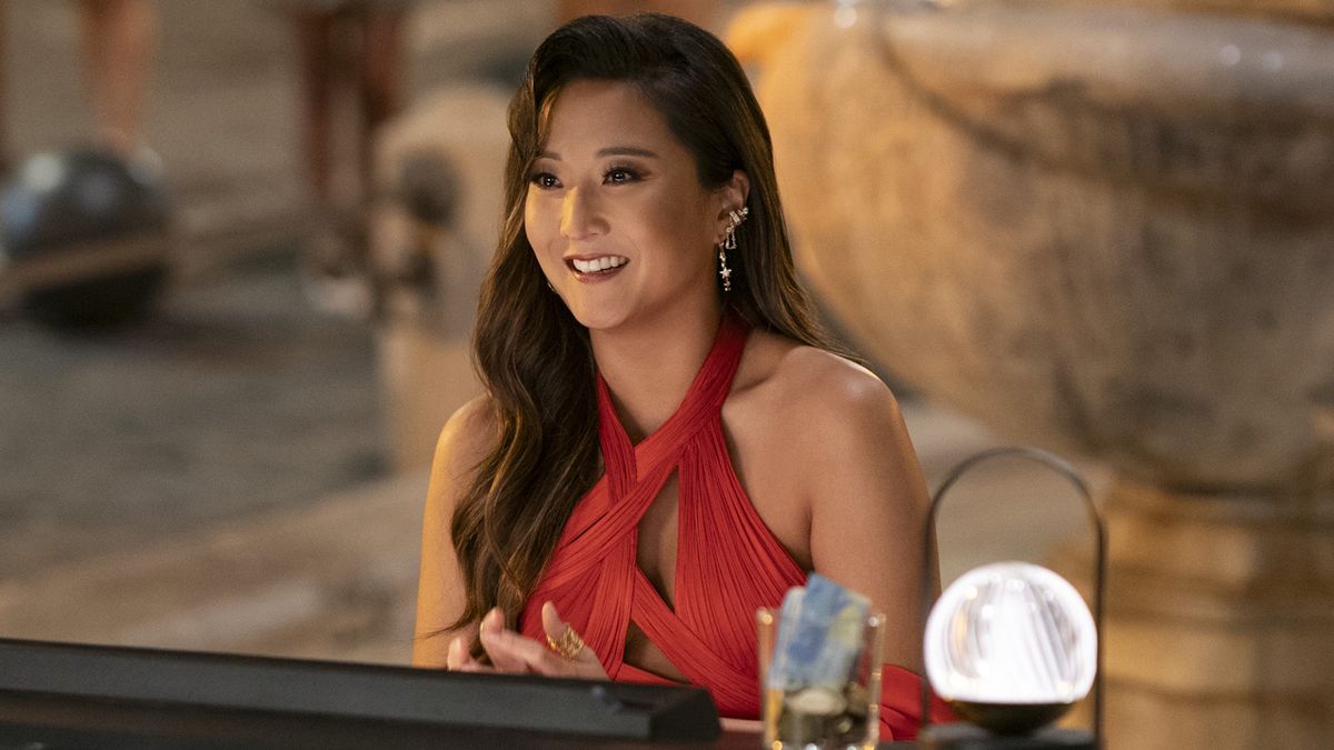 Ashley Park's Red Corset Dress At The Actual Parisian Emily In Paris  Premiere Is Giving Holiday And High Fashion At The Exact Same Time |  Cinemablend
