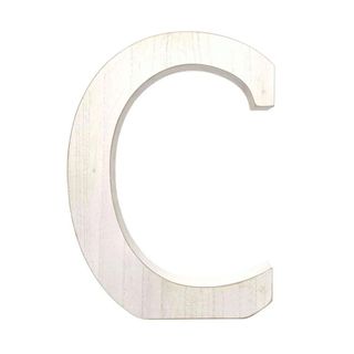 A wooden letter C painted white