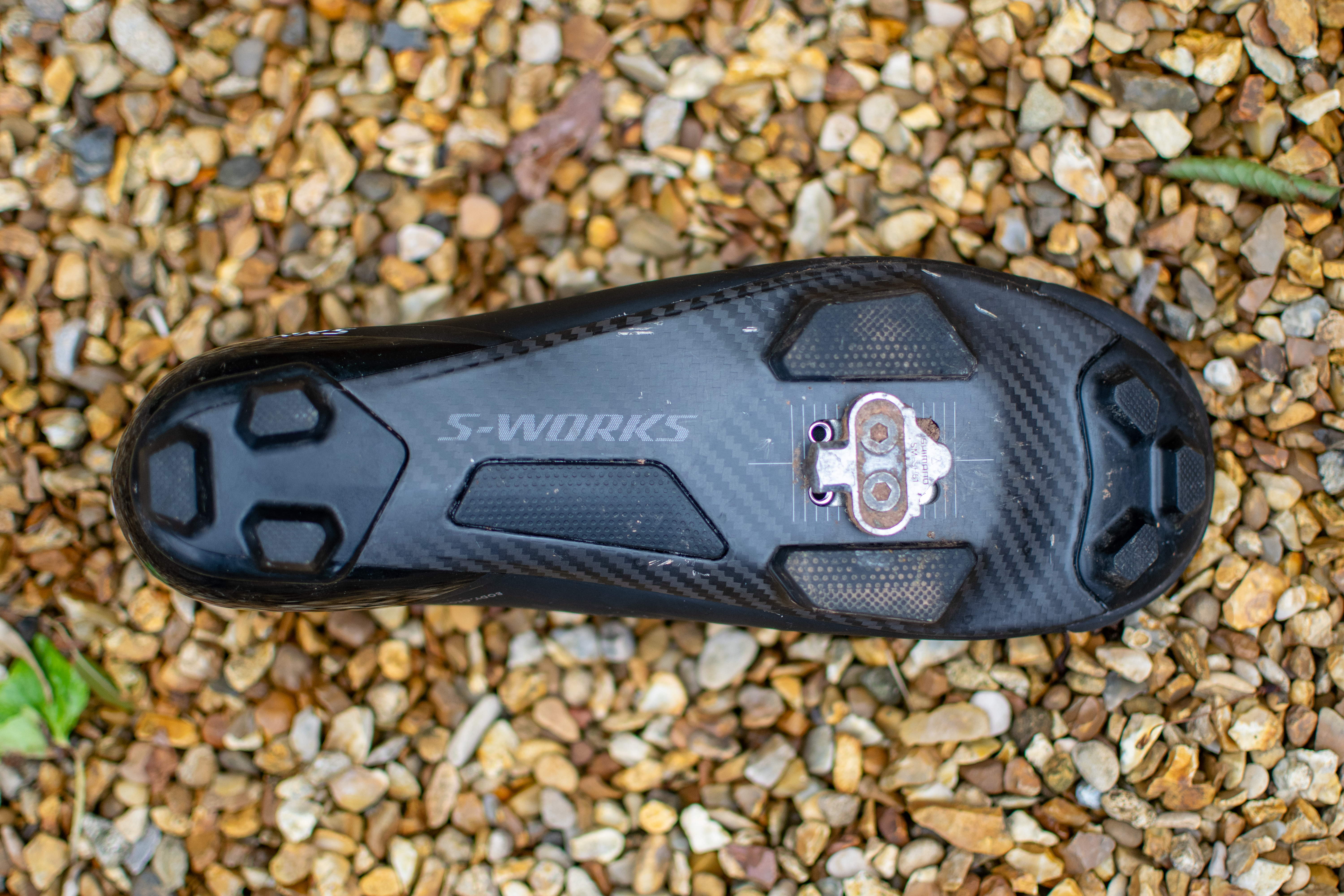 A black Specialized S-Works Recon shoe 