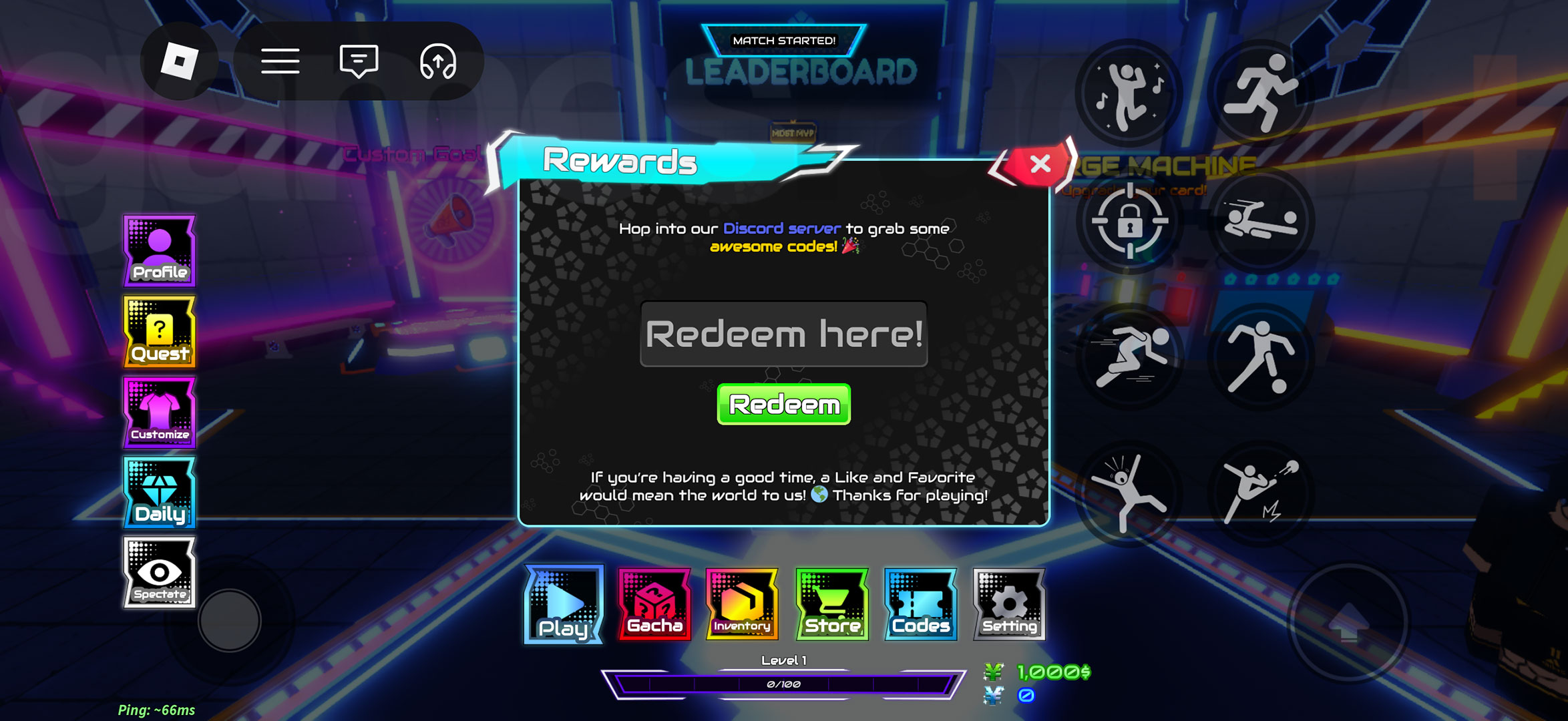 The menu to redeem Project Egoist codes