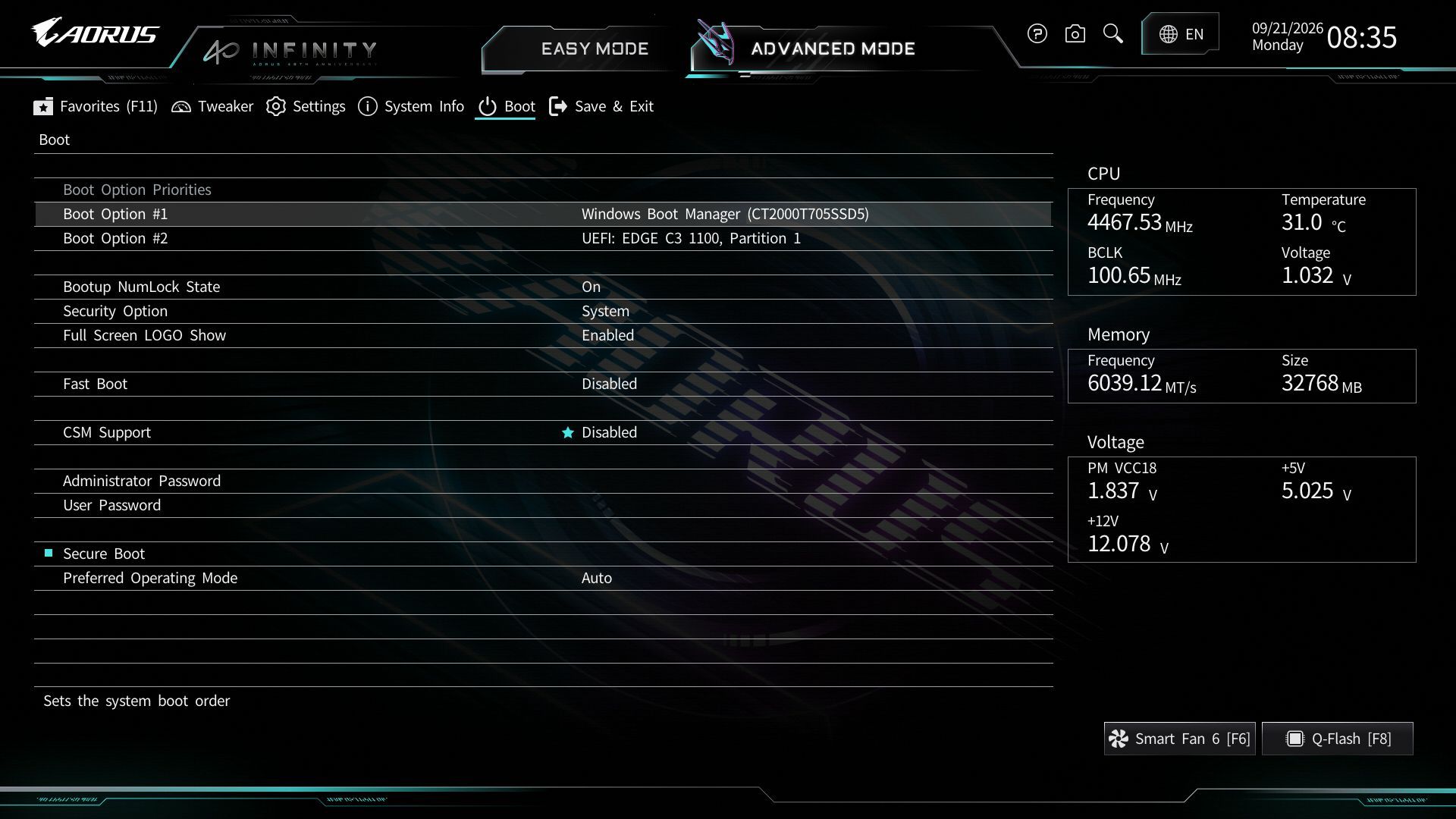 Gigabyte X870 Aorus Infinity - BIOS images