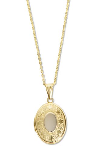 Flower Embossed Locket Pendant Necklace