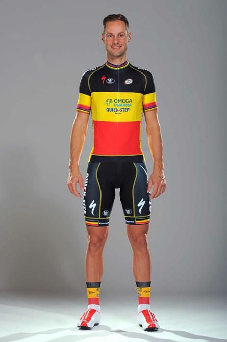 Tom Boonen's Belgian champion's jersey is the same, but with all black shorts.