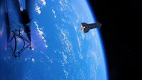 The two stages of SpaceX's Starship megarocket separate during the vehicle's 13th test flight, on July 24, 2026.