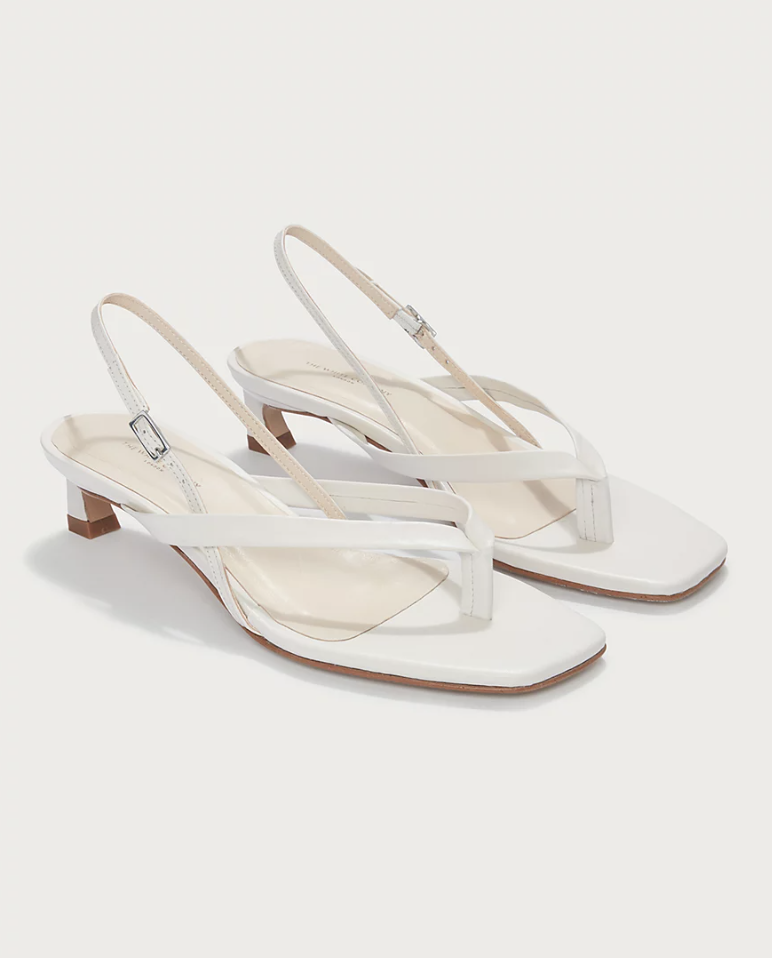 The White Company, Leather Kitten Heel Toe Post Sandals