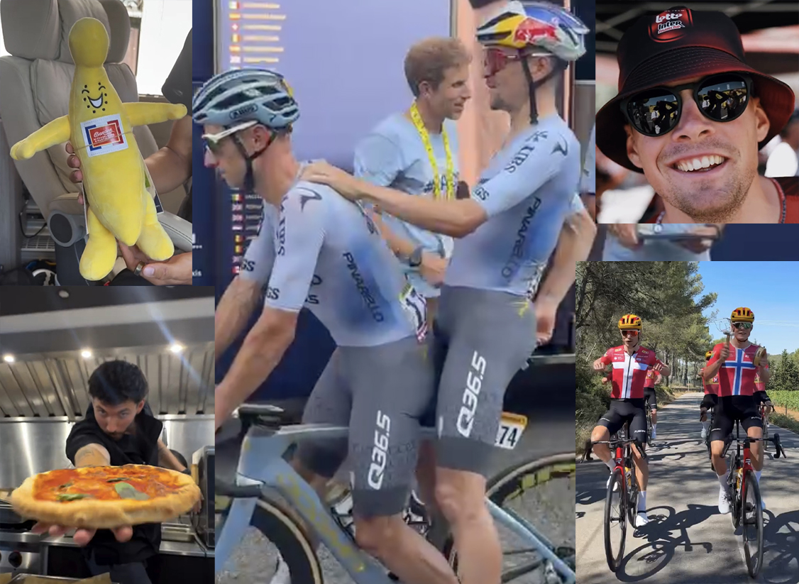 A compilation of images taken from social media featuring riders at the Tour de France