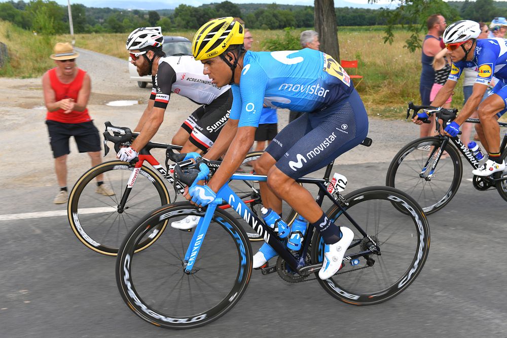 Andrey Amador rides in the breakaway during stage 14 at the Tour de France