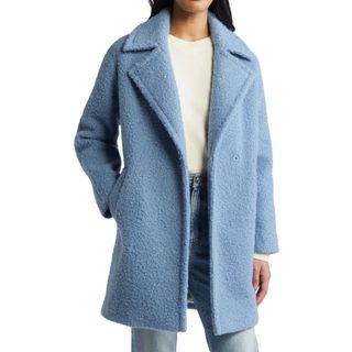 Walker Notch Lapel Longline Bouclé Coat on model 