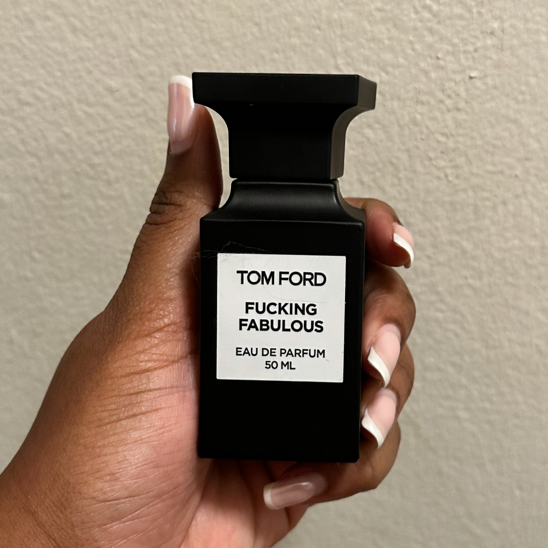 Ariel Baker testing Tom Ford Fucking Fabulous perfume.