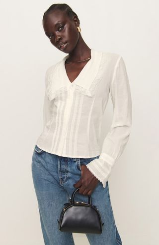 Vivi Lace Trim Organic Cotton Blend Shirt