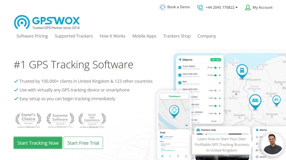 GPSWOX website screenshot (January 2026).