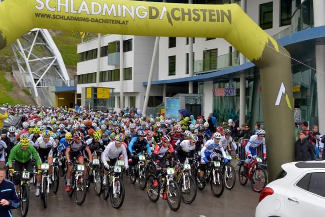 The start of stage 1 of the AlpenTour Trophy
