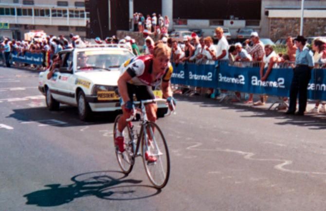 Steve Bauer in 1986 on the Alpe d'Huez stage