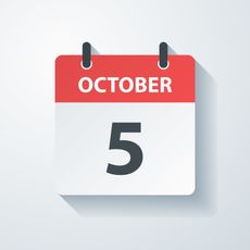 October 5 - Daily Calendar Icon with paper cut effect on blank background 