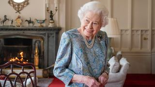 Queen Elizabeth II attends an audience at Windsor Castle in 2022