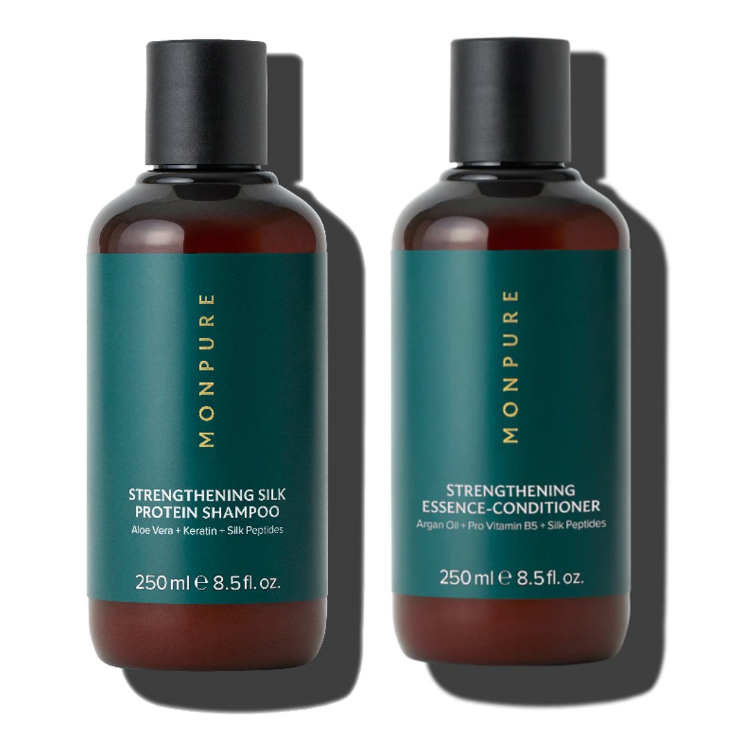 Monpure Strengthening Silk Protein Shampoo + Strengthening Essence-Conditioner 