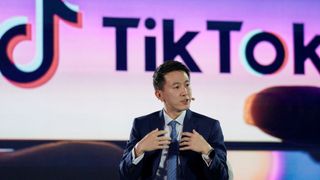 Shou Zi Chew, chief executive officer of TikTok Inc., speaks during the Bloomberg New Economy Forum in Singapore, on Wednesday, Nov. 16, 2022.
