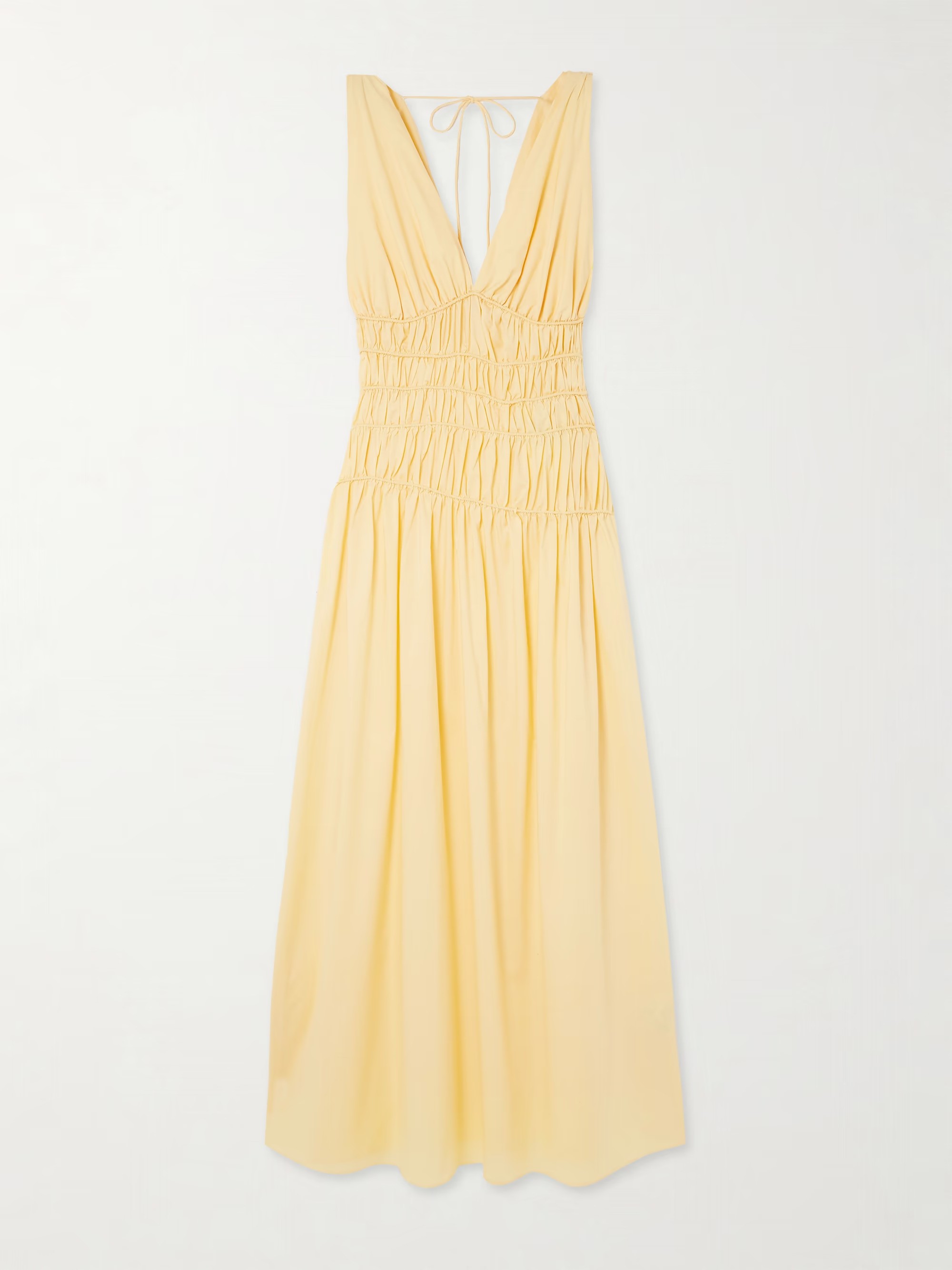 Faithfull, Saja Tie-Detailed Ruched Cotton Maxi Dress