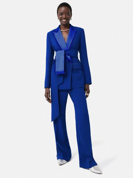 Belted Tuxedo Jacket | Blue