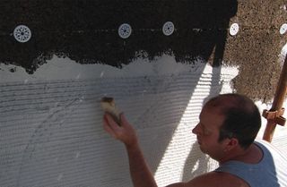 application of cork external wall insulation