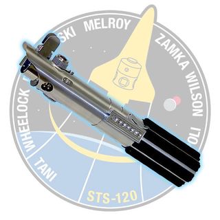 The original lightsaber used by Luke Skywalker in the film 'Star Wars' will fly to the real space station on shuttle Discovery's STS-120 mission in October.