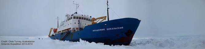 The Shokalskiy in sea ice.